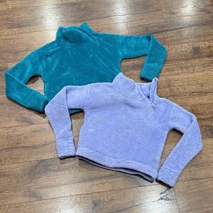 All in Motion Kids Cowl Neck Fleece Set- Teal and Lavender